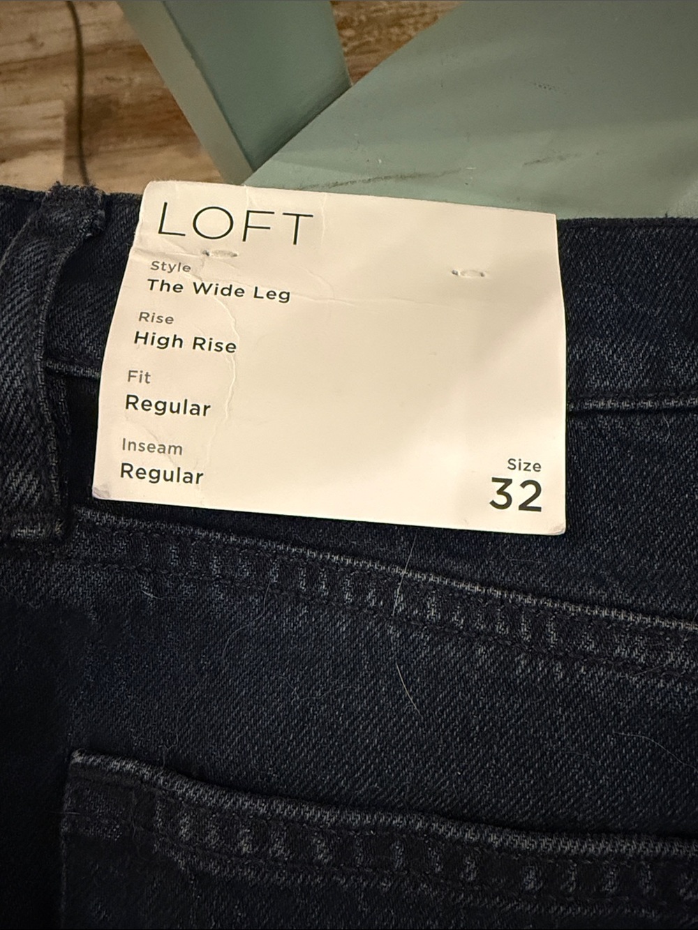 LOFT Dark Indigo Wide Leg High Rise Jeans
